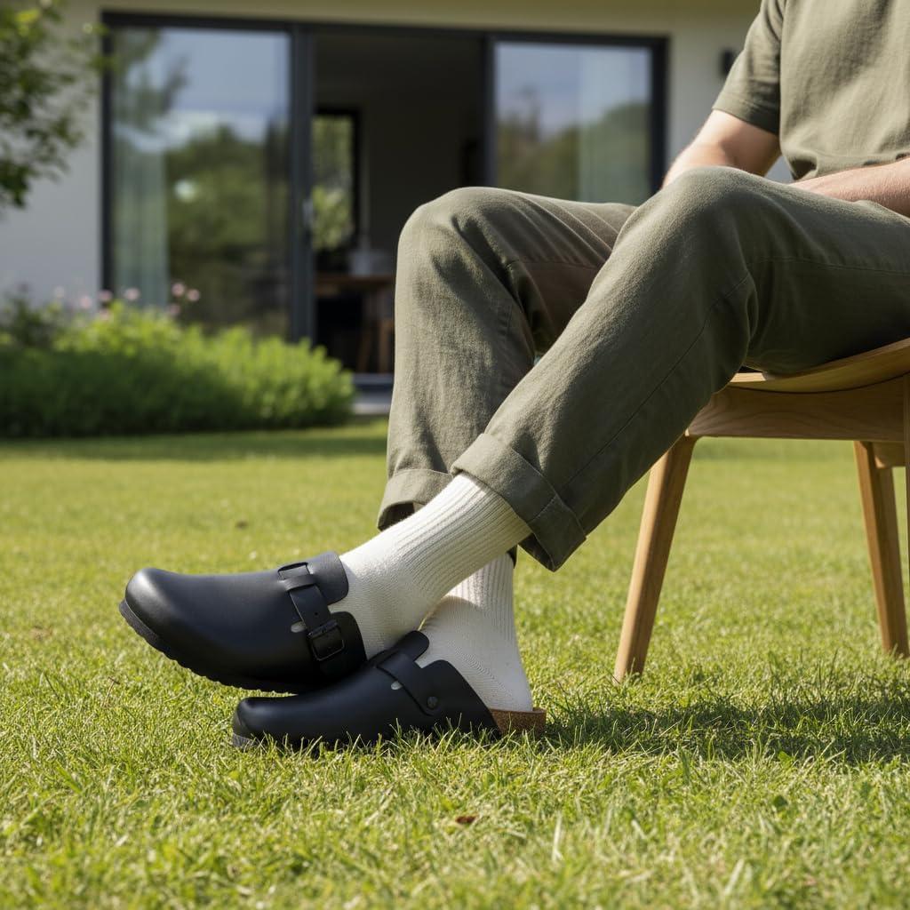 image:imageCUSHIONAIRE Haze Mens Clogs  Comfortable SlipOn Clogs for Men with Arch Support and Cork Suede Footbed  Perfect Potato Shoes for Indoor amp Outdoor UseBlack Nappa