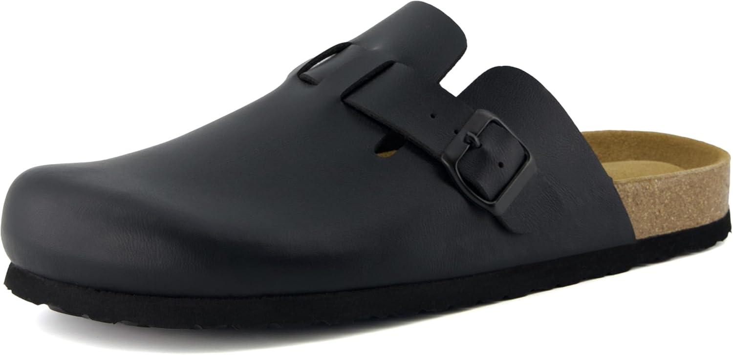 image:imageCUSHIONAIRE Haze Mens Clogs  Comfortable SlipOn Clogs for Men with Arch Support and Cork Suede Footbed  Perfect Potato Shoes for Indoor amp Outdoor UseBlack Nappa