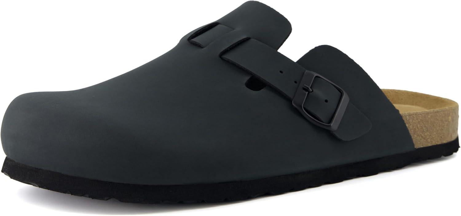 image:imageCUSHIONAIRE Haze Mens Clogs  Comfortable SlipOn Clogs for Men with Arch Support and Cork Suede Footbed  Perfect Potato Shoes for Indoor amp Outdoor UseBlack