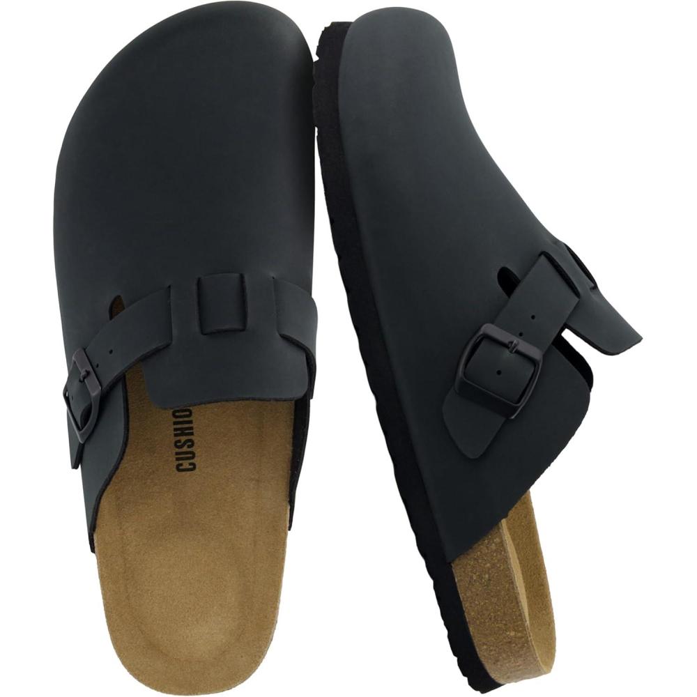 image:imageCUSHIONAIRE Haze Mens Clogs  Comfortable SlipOn Clogs for Men with Arch Support and Cork Suede Footbed  Perfect Potato Shoes for Indoor amp Outdoor UseBlack