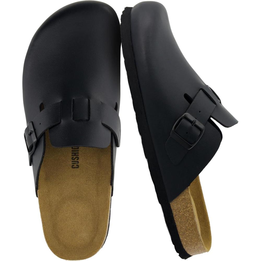 image:imageCUSHIONAIRE Haze Mens Clogs  Comfortable SlipOn Clogs for Men with Arch Support and Cork Suede Footbed  Perfect Potato Shoes for Indoor amp Outdoor UseBlack Nappa