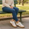 image:imageCUSHIONAIRE Bailey Womens Retro Sneaker Classic Everyday Sneakers for Women with Sleek Rounded Toe and Memory FoamWhiteGrey