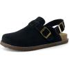 image:imageCUSHIONAIRE Brooklyn Suede Womens Slides Comfortable Clog Mules with Adjustable Buckles  Summer Shoes for WomenBlack