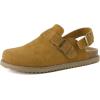 image:imageCUSHIONAIRE Brooklyn Suede Womens Slides Comfortable Clog Mules with Adjustable Buckles  Summer Shoes for WomenChestnut
