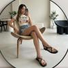 image:imageCUSHIONAIRE Corfu Flat Sandals for Women  Strappy Design with Toe Loop and Adjustable Ankle Strap  Lightweight Summer Dress SandalBlack