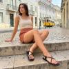 image:imageCUSHIONAIRE Corfu Flat Sandals for Women  Strappy Design with Toe Loop and Adjustable Ankle Strap  Lightweight Summer Dress SandalBlack