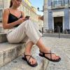 image:imageCUSHIONAIRE Corfu Flat Sandals for Women  Strappy Design with Toe Loop and Adjustable Ankle Strap  Lightweight Summer Dress SandalBlack
