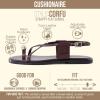 image:imageCUSHIONAIRE Corfu Flat Sandals for Women  Strappy Design with Toe Loop and Adjustable Ankle Strap  Lightweight Summer Dress SandalBurgundy