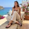 image:imageCUSHIONAIRE Corfu Flat Sandals for Women  Strappy Design with Toe Loop and Adjustable Ankle Strap  Lightweight Summer Dress SandalBurgundy