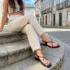 image:imageCUSHIONAIRE Corfu Flat Sandals for Women  Strappy Design with Toe Loop and Adjustable Ankle Strap  Lightweight Summer Dress SandalBurgundy