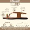 image:imageCUSHIONAIRE Corfu Flat Sandals for Women  Strappy Design with Toe Loop and Adjustable Ankle Strap  Lightweight Summer Dress SandalCognac