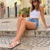 image:imageCUSHIONAIRE Corfu Flat Sandals for Women  Strappy Design with Toe Loop and Adjustable Ankle Strap  Lightweight Summer Dress SandalWhite