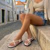image:imageCUSHIONAIRE Corfu Flat Sandals for Women  Strappy Design with Toe Loop and Adjustable Ankle Strap  Lightweight Summer Dress SandalWhite