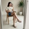 image:imageCUSHIONAIRE Corfu Flat Sandals for Women  Strappy Design with Toe Loop and Adjustable Ankle Strap  Lightweight Summer Dress SandalWhite