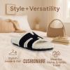 image:imageCUSHIONAIRE Cuddle Fur Slippers for Women Faux Shearling Slide Sandal Memory Foam Wide Widths AvailableBlack