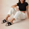 image:imageCUSHIONAIRE Cuddle Fur Slippers for Women Faux Shearling Slide Sandal Memory Foam Wide Widths AvailableBlack