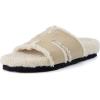 image:imageCUSHIONAIRE Cuddle Fur Slippers for Women Faux Shearling Slide Sandal Memory Foam Wide Widths AvailableSand