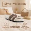 image:imageCUSHIONAIRE Cuddle Fur Slippers for Women Faux Shearling Slide Sandal Memory Foam Wide Widths AvailableTaupe