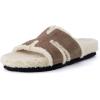 image:imageCUSHIONAIRE Cuddle Fur Slippers for Women Faux Shearling Slide Sandal Memory Foam Wide Widths AvailableTaupe