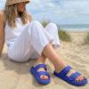 image:imageCUSHIONAIRE Fame Pillow Recovery Sandals for Women Adjustable Double Buckle Waterproof EVA Cloud Slides for WomenBright Blue