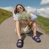 image:imageCUSHIONAIRE Fame Pillow Recovery Sandals for Women Adjustable Double Buckle Waterproof EVA Cloud Slides for WomenBright Blue