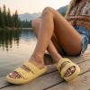 image:imageCUSHIONAIRE Fame Pillow Recovery Sandals for Women Adjustable Double Buckle Waterproof EVA Cloud Slides for WomenGolden