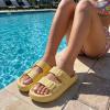 image:imageCUSHIONAIRE Fame Pillow Recovery Sandals for Women Adjustable Double Buckle Waterproof EVA Cloud Slides for WomenGolden