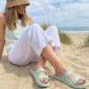 image:imageCUSHIONAIRE Fame Pillow Recovery Sandals for Women Adjustable Double Buckle Waterproof EVA Cloud Slides for WomenGreen