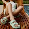 image:imageCUSHIONAIRE Fame Pillow Recovery Sandals for Women Adjustable Double Buckle Waterproof EVA Cloud Slides for WomenGreen