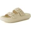 image:imageCUSHIONAIRE Fame Pillow Recovery Sandals for Women Adjustable Double Buckle Waterproof EVA Cloud Slides for WomenKhaki