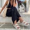 image:imageCUSHIONAIRE Fame Pillow Recovery Sandals for Women Adjustable Double Buckle Waterproof EVA Cloud Slides for WomenLt Grey
