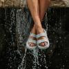 image:imageCUSHIONAIRE Fame Pillow Recovery Sandals for Women Adjustable Double Buckle Waterproof EVA Cloud Slides for WomenLt Grey