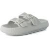 image:imageCUSHIONAIRE Fame Pillow Recovery Sandals for Women Adjustable Double Buckle Waterproof EVA Cloud Slides for WomenLt Grey