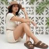 image:imageCUSHIONAIRE Fame Pillow Recovery Sandals for Women Adjustable Double Buckle Waterproof EVA Cloud Slides for WomenMocha