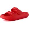 image:imageCUSHIONAIRE Fame Pillow Recovery Sandals for Women Adjustable Double Buckle Waterproof EVA Cloud Slides for WomenRed