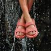 image:imageCUSHIONAIRE Fame Pillow Recovery Sandals for Women Adjustable Double Buckle Waterproof EVA Cloud Slides for WomenSalmon