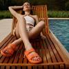 image:imageCUSHIONAIRE Fame Pillow Recovery Sandals for Women Adjustable Double Buckle Waterproof EVA Cloud Slides for WomenTangerine