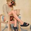 image:imageCUSHIONAIRE Feather EVA Slides for Women  Comfortable Slip On Womens Slippers Indoor Outdoor Shower Shoes Beach Essential Cloud SlidesBlack