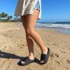 image:imageCUSHIONAIRE Feather EVA Slides for Women  Comfortable Slip On Womens Slippers Indoor Outdoor Shower Shoes Beach Essential Cloud SlidesBlack