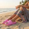 image:imageCUSHIONAIRE Feather EVA Slides for Women  Comfortable Slip On Womens Slippers Indoor Outdoor Shower Shoes Beach Essential Cloud SlidesBright Pink
