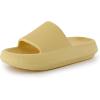 image:imageCUSHIONAIRE Feather EVA Slides for Women  Comfortable Slip On Womens Slippers Indoor Outdoor Shower Shoes Beach Essential Cloud SlidesGolden