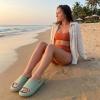 image:imageCUSHIONAIRE Feather EVA Slides for Women  Comfortable Slip On Womens Slippers Indoor Outdoor Shower Shoes Beach Essential Cloud SlidesGreen