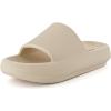 image:imageCUSHIONAIRE Feather EVA Slides for Women  Comfortable Slip On Womens Slippers Indoor Outdoor Shower Shoes Beach Essential Cloud SlidesKhaki