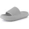 image:imageCUSHIONAIRE Feather EVA Slides for Women  Comfortable Slip On Womens Slippers Indoor Outdoor Shower Shoes Beach Essential Cloud SlidesLt Grey