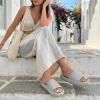 image:imageCUSHIONAIRE Feather EVA Slides for Women  Comfortable Slip On Womens Slippers Indoor Outdoor Shower Shoes Beach Essential Cloud SlidesLt Grey