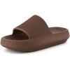 image:imageCUSHIONAIRE Feather EVA Slides for Women  Comfortable Slip On Womens Slippers Indoor Outdoor Shower Shoes Beach Essential Cloud SlidesMocha