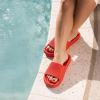 image:imageCUSHIONAIRE Feather EVA Slides for Women  Comfortable Slip On Womens Slippers Indoor Outdoor Shower Shoes Beach Essential Cloud SlidesRed