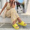 image:imageCUSHIONAIRE Feather EVA Slides for Women  Comfortable Slip On Womens Slippers Indoor Outdoor Shower Shoes Beach Essential Cloud SlidesSunny Yellow