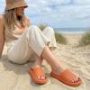 image:imageCUSHIONAIRE Feather EVA Slides for Women  Comfortable Slip On Womens Slippers Indoor Outdoor Shower Shoes Beach Essential Cloud SlidesTangerine