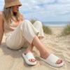 image:imageCUSHIONAIRE Feather EVA Slides for Women  Comfortable Slip On Womens Slippers Indoor Outdoor Shower Shoes Beach Essential Cloud SlidesVanilla